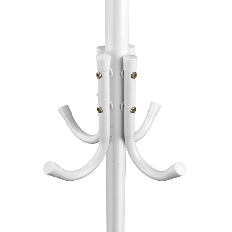 Kendel Iron Freestanding 8 - Hook Coat Rack, White