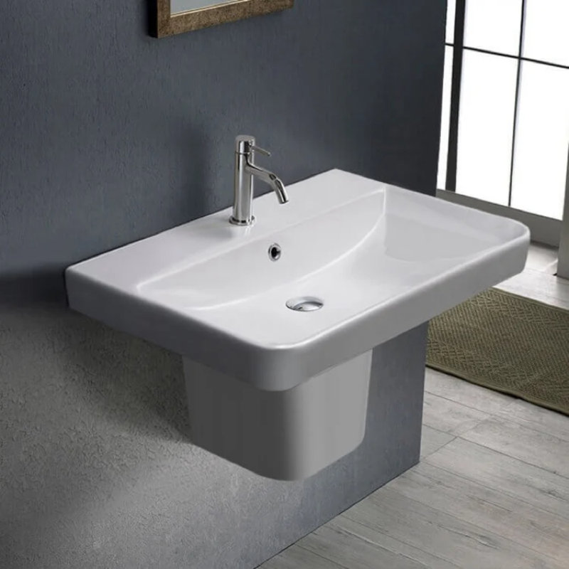 CeraStyle by Nameeks Noura 18.8 " 11 " Tall Ceramic Rectangular Bathroom Sink and Overflow Hole, Single Hole Faucet