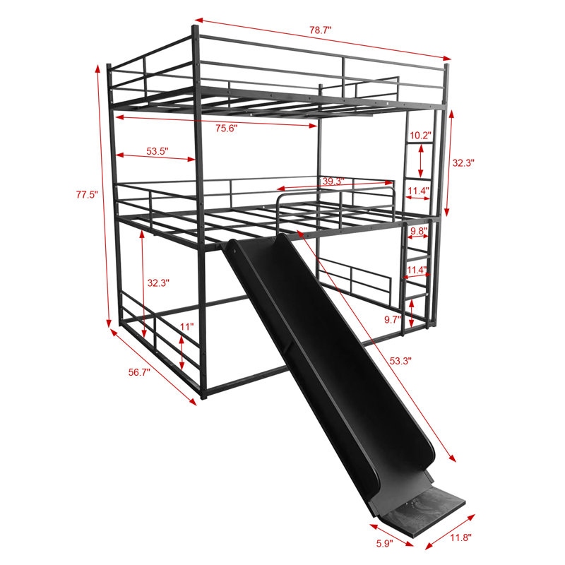 Lit mezzanine avec glissade et échelle House