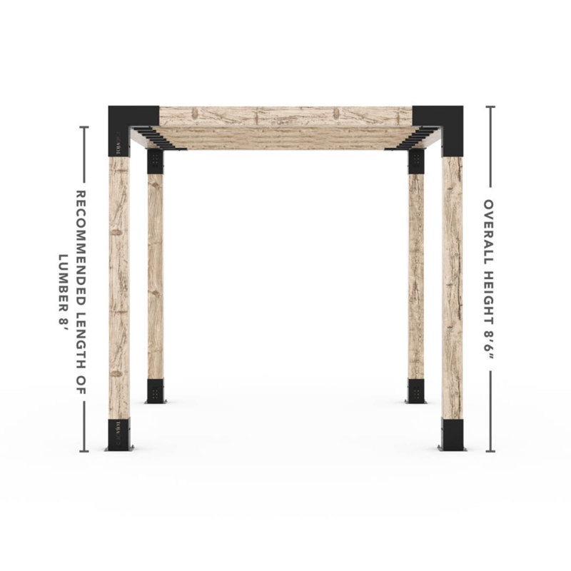 Ensemble de pergola Toja pour poteaux en bois 6 x 6 avec supports de chevron Knect 2 x 6, 196.8" H x 187.2" W x 187.2" D