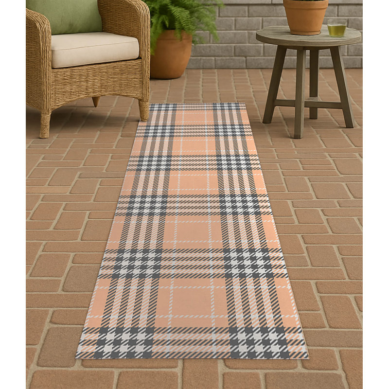Christopher's Plaid Non-Slip Outdoor Rug, Runner 2'6" x 8'