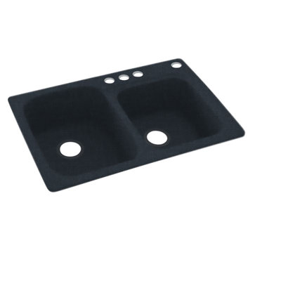 33'' L Mounting / Installation Required Double Bowl Solid Surface Kitchen Sink