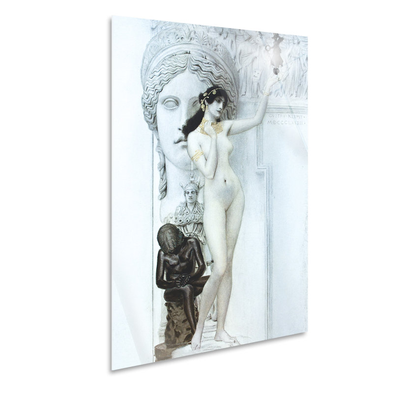 Allegory Of Sculpture by Gustav Klimt - No Frame Painting on Glass, 95cm H x 65cm W