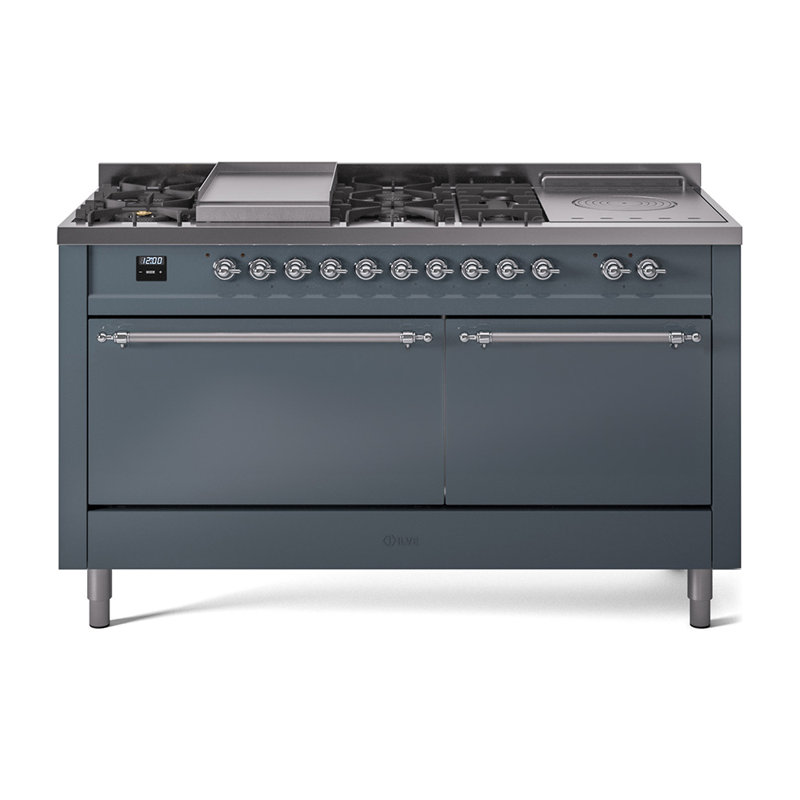 ILVE Nostalgie II, cuisinière à double combustible de 60 po, 7 brûleurs, plaque chauffante, surface de cuisson française