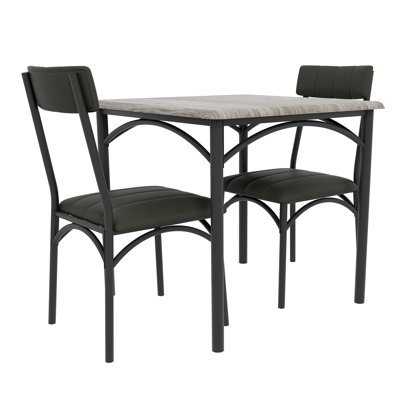 Dining Table Set for 2, Kitchen Table with 2 Upholstered Chairs, 3 Piece Square Dining Room Table Set, for Small Space, Apartment, Home, Kitchen