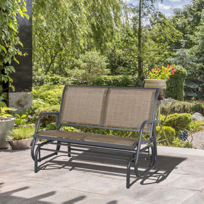 2-Person Outdoor Glider Bench, Patio Double Swing Rocking Chair Loveseat