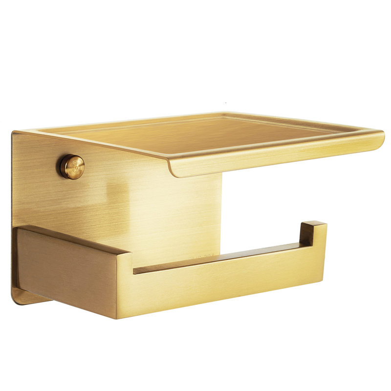 Beetner Wall Mounted Toilet Paper Holder, Brushed Brass