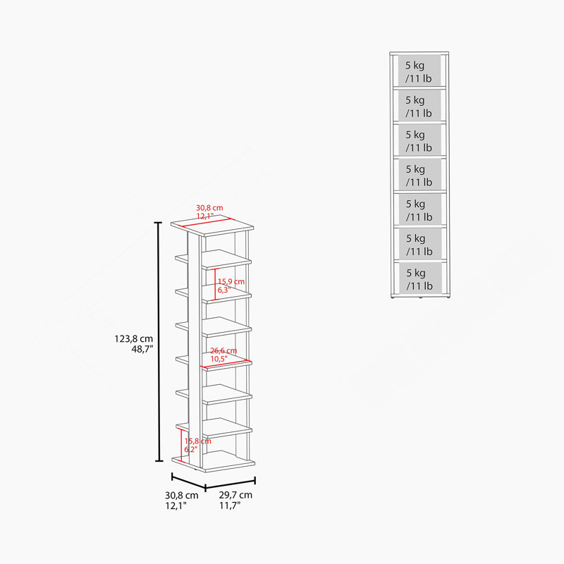 Wenge 7-Tier Tall Vertical Shoe Rack, Wenge