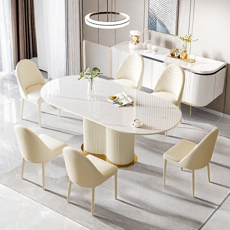 Ensembles de table de salle à manger ovales simples et luxueux, H 29,5 po x L 55,1 po x l 31,5 po