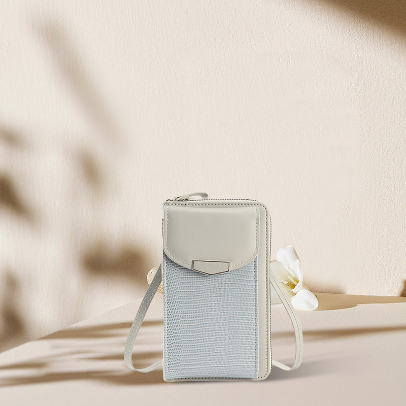 Petit sac à main à bandoulière pour téléphone portable avec fentes pour cartes de crédit pour femmes, Light Blue