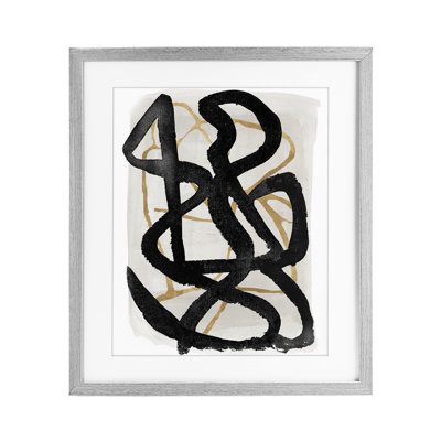 Reproduction sous verre encadrée noire et beige de l'arrière-plan, par Lucille Price