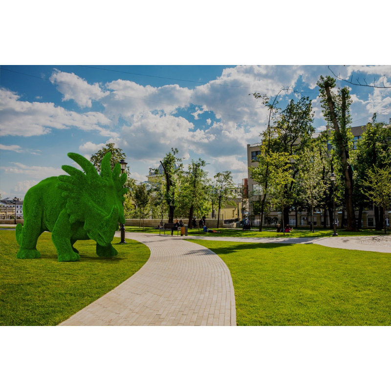 Outdoor Styracosaurus Dinosaur Topiary Green Figures