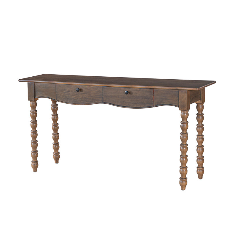 Console Arlen de 60,50 po de long avec pieds tournés et tiroirs, Noyer