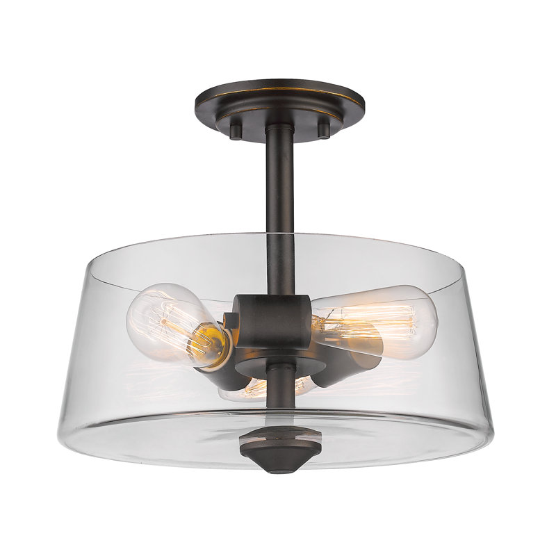Jantz Glass Semi Flush Mount, Old Bronze