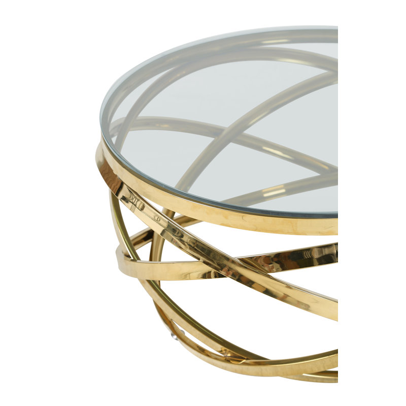 Coffee table Luxor silver 80 cm, Gold, Transparent