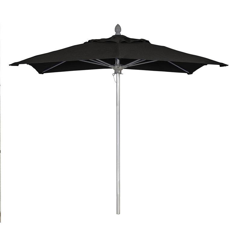 Parasol de marché carré 6 pi Prestige, Aluminium brillant, Sunbrella® - noir