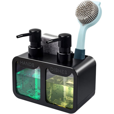 Ensemble de distributeur de savon de cuisine noir 4 en 1