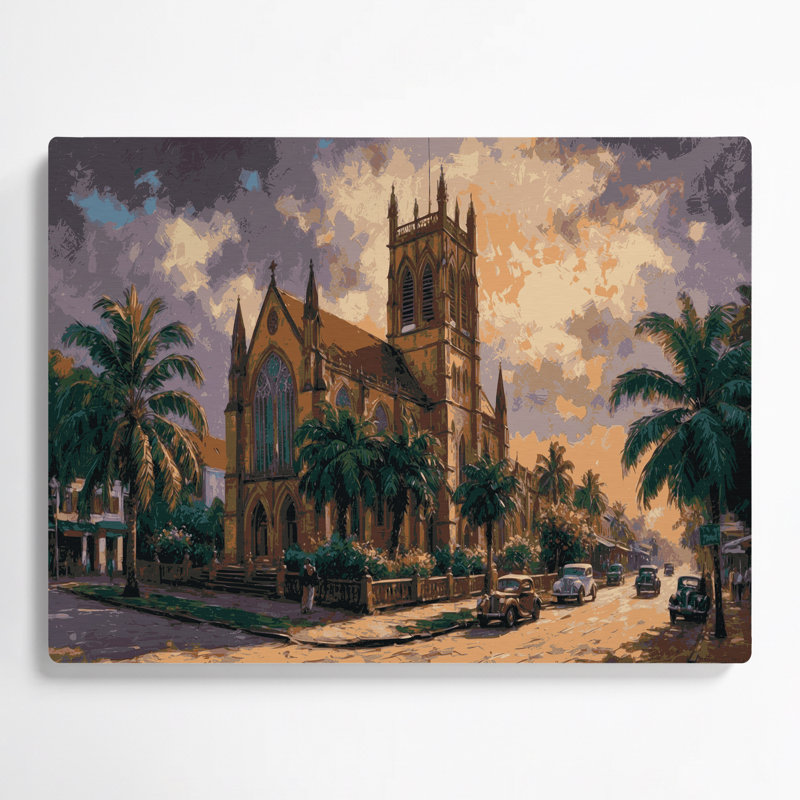 Art mural brun en cités villes de Georgetown en Guyane, H 12 po x l 18 po