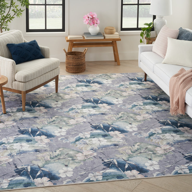 Ariana Machine Washable Cotton Area Rug with Non-Slip Backing, Rectangle 5'2" x 7'
