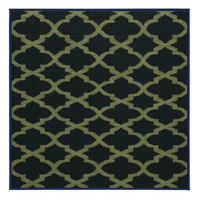 Machine Washable Trellis Blue Area Rug