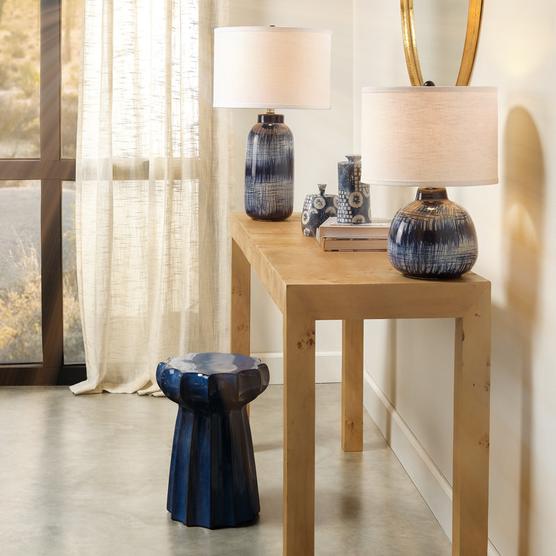 Table Lamp, White, 17.8" H x 12" W x 12" D