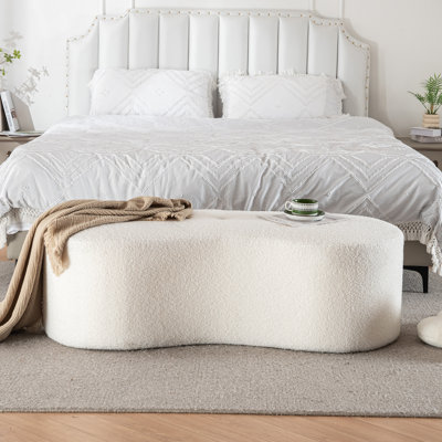 51-Inch Tufted Teddy Curved Accent Bench For Bedroom or Dinning room Living room