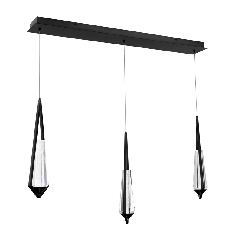 Devotion LED Pendant, 3 Lights,  18" H x 5.5" W x 40" D, Black