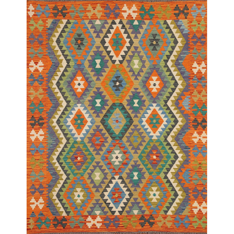 Tapis oriental géométrique Kilim 5 x 6