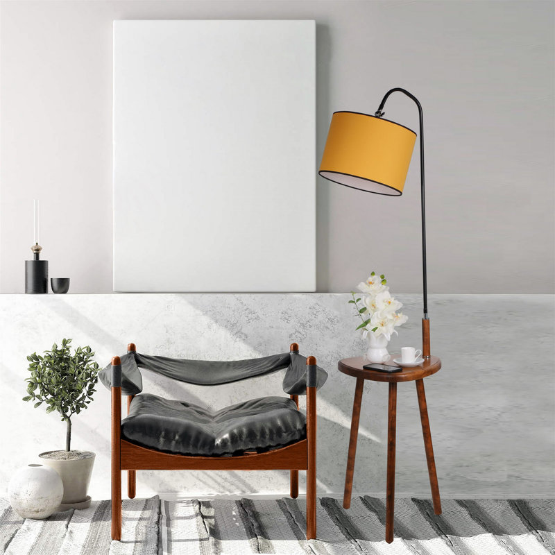 Torrent 160cm Tray Table Floor Lamp, Mustard, Black