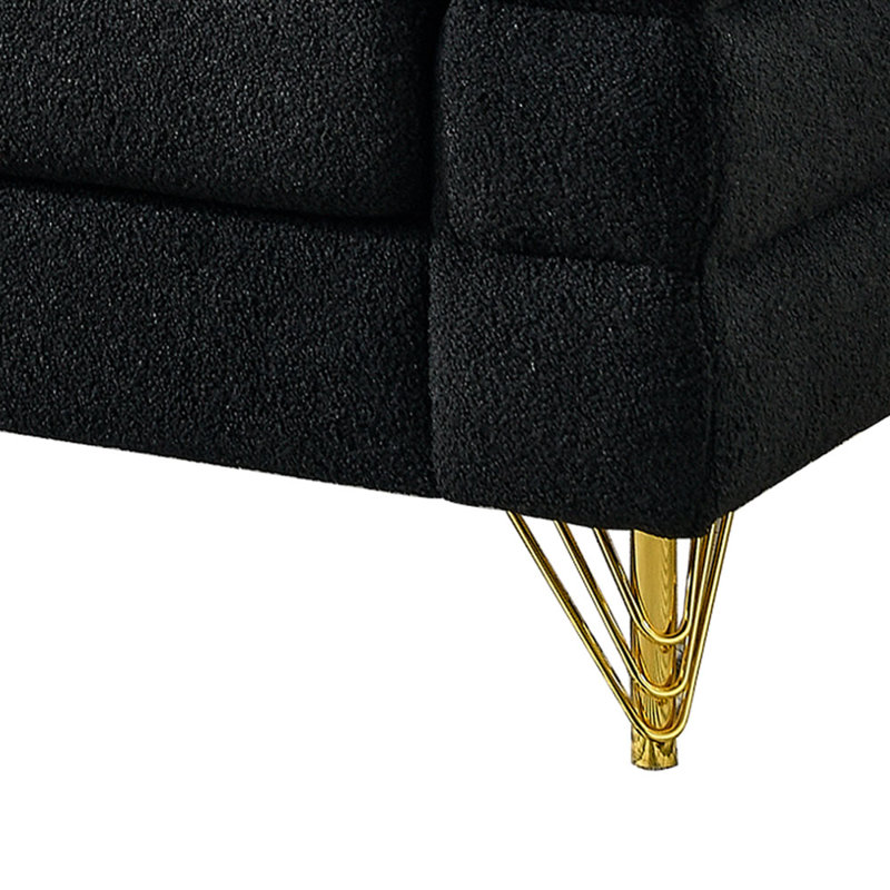 Pevzner Luxurious and comfortable upholstered sofa with metal legs and pillows for living room and reception area