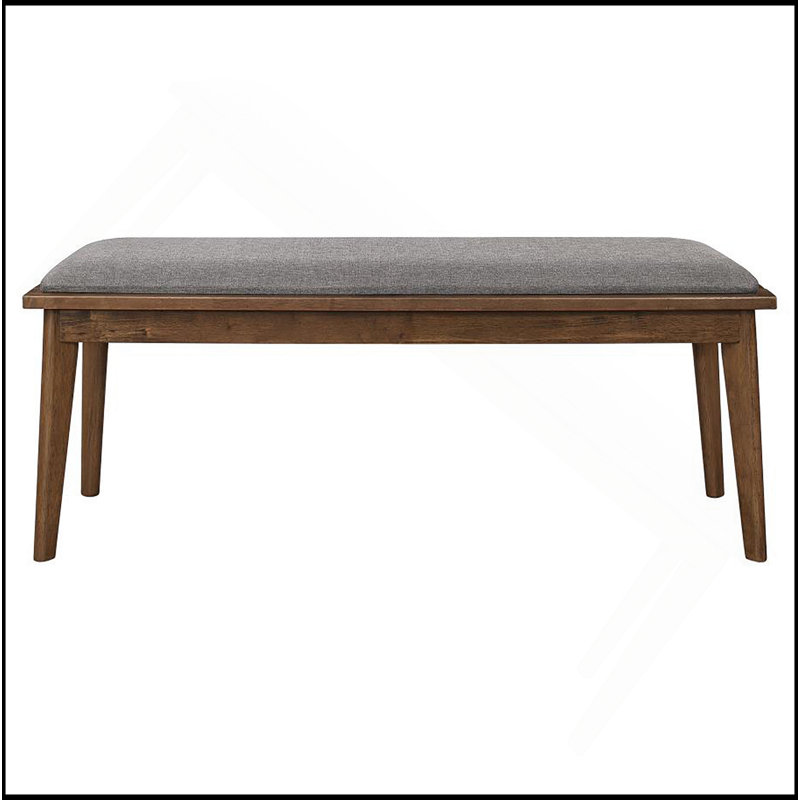 Grey And Natural Walnut Upholstered Dining Bench