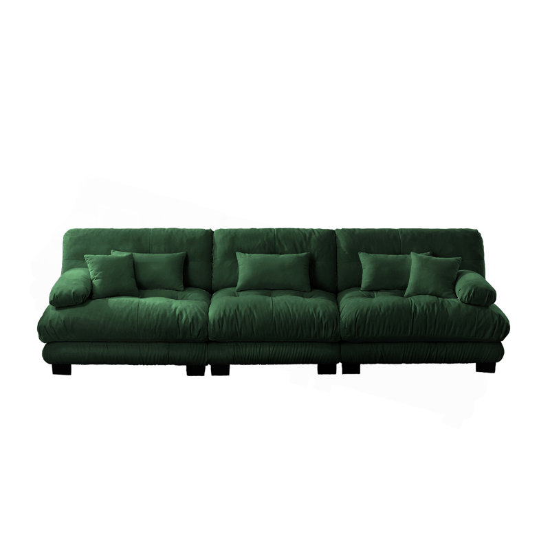 Canapé modulaire 3 places à assise profonde et canapé modulaire, canapé en chenille, meubles rembourrés doux et confortables pour salon, appartement, studio, bureau, chenille, vert