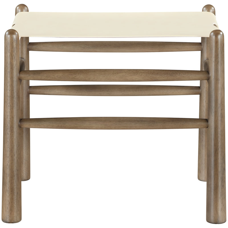 Banc rembourré en cuir Santos, Cuir crème végétalien, Teint en brun