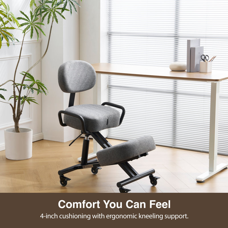 Fauteuil ergonomique à genoux avec dossier, améliore la posture, coussins épais, roues verrouillables pour la maison et le bureau, AKONI 512