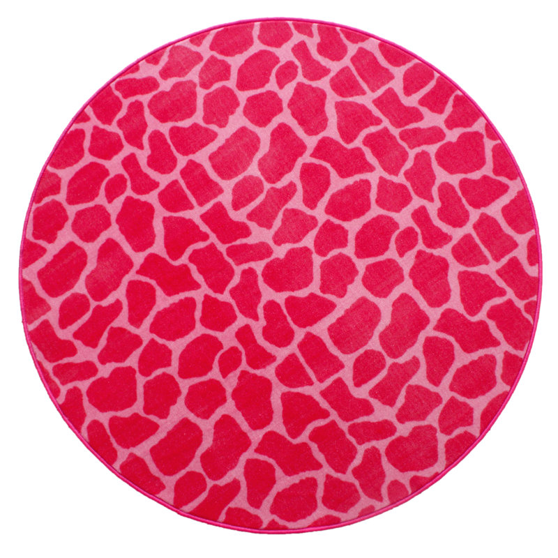 Tapis rouge à imprimé animal, Rond 6 pi