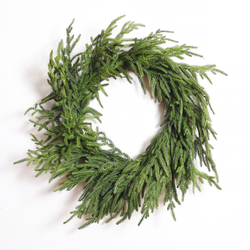 Couronne de Noël en hiver Real Touch Norfolk - 16 po, L 16 po x H 16 po x P 5 po