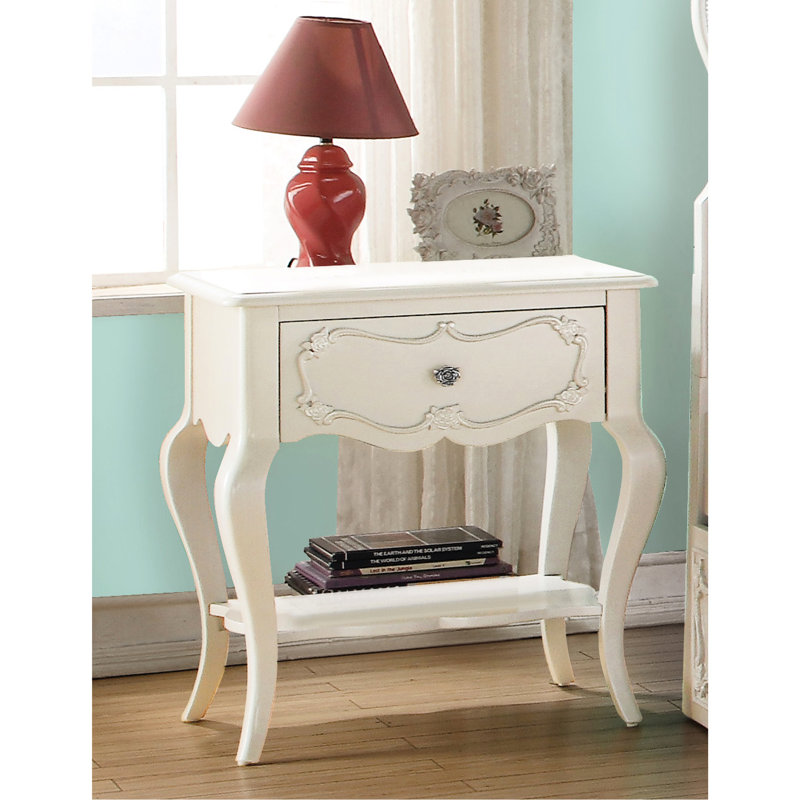 Pearl White 1-Drawer Nightstand With Shelf - Modern Bedroom Nightstand With Storage Drawers | Stylish Furniture Organizer
