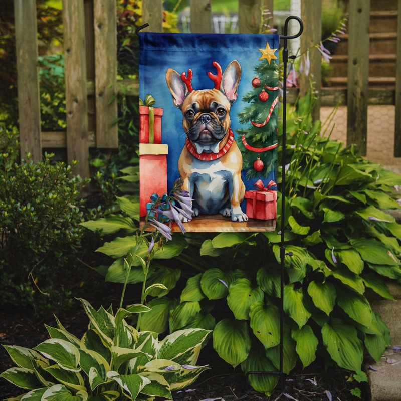 Drapeau de Noël renne de jardin, Bouledogue français