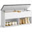 Shoe Bench With Cushion, Storage Bench, Entryway Bench With Storage, Shoe Rack Bench, 2 Open And 1 Hidden Compartments, Shoe Shelf, For Living Room, Bedroom, White And Grey