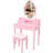 Pink Princess Vanity Desk Set with Mirror & Cushioned Stool,Light Modes,4-Drawer Wooden Makeup Vanity Table for Girls' Bedroom, Dressing Table with Ample Storage-966677779
