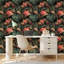 Papier peint adhésif auto-adhésif en PVC, adhésif mural amovible à motif de fleurs tropicales de luxe Monstera, imperméable pour la décoration intérieure - Rouleau