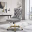 Chaise de bureau pivotante en velours touffetée avec base dorée-691497606