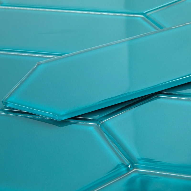 Carreau de mosaïque 3 x 9 en verre Pickett Subway - 5,8 pieds carrés, Bleu sarcelle foncé