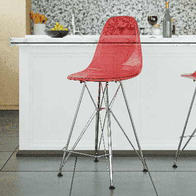Juhani Modern Acrylic Bar Stool with Chrome Steel Frame, 29.5" High Backless Ghost Stool for Kitchen Island & Pub Table, Heavy-Duty 300lb Capacity, Transparent Lucite Seating with Footrest