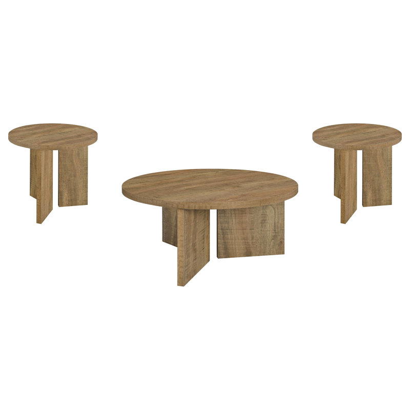 Ensemble de 3 tables basses Harout, Bois de mangue, 3 pièces: 2 tables de bout, table basse
