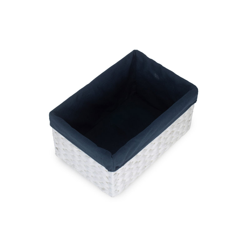House Of Hampton Wicker Decorative Basket, 19cm H x 37cm W x 25cm D, White/Navy Lining