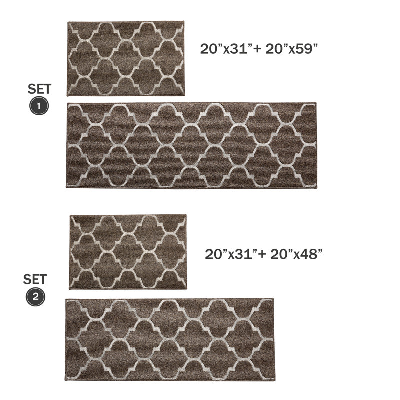 Tapis de cuisine 2 pièces antidérapant et antidérapant, Tapis de couloir 20 po x 31 po + Tapis de couloir , Kaki