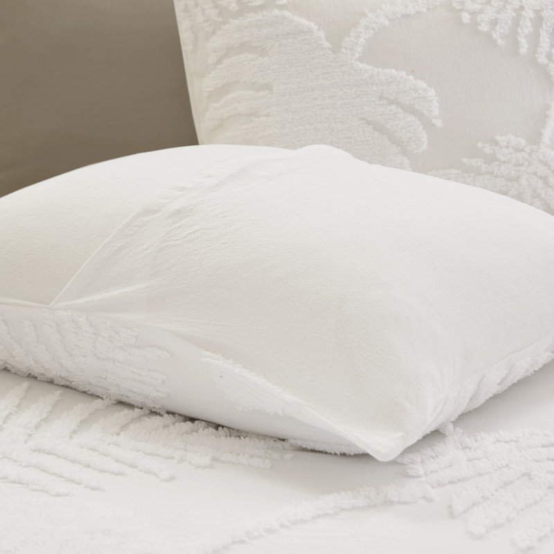 Édredon 3 pièces en chenille de coton - très grand / très grand, motif de feuilles, style de chambre à coucher de plage, très grand, esthétique,