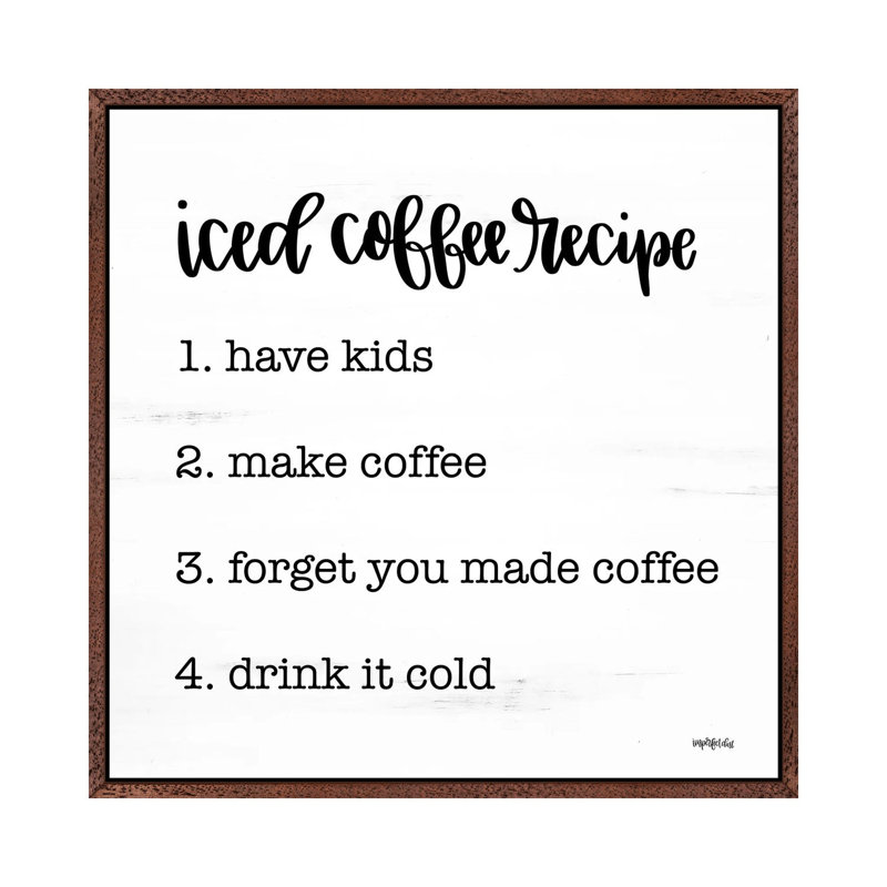 Iced Coffee Recipe by Imperfect Dust - Textual Art on Canvas, 93.98cm H x 93.98cm W x 3.81cm D, Brown Framed