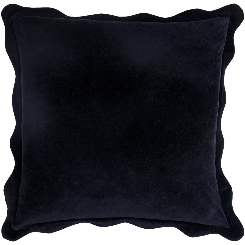 Coussin décoratif à bords festonnés Collier, H 20 po x l 20 po, polyester, Noir